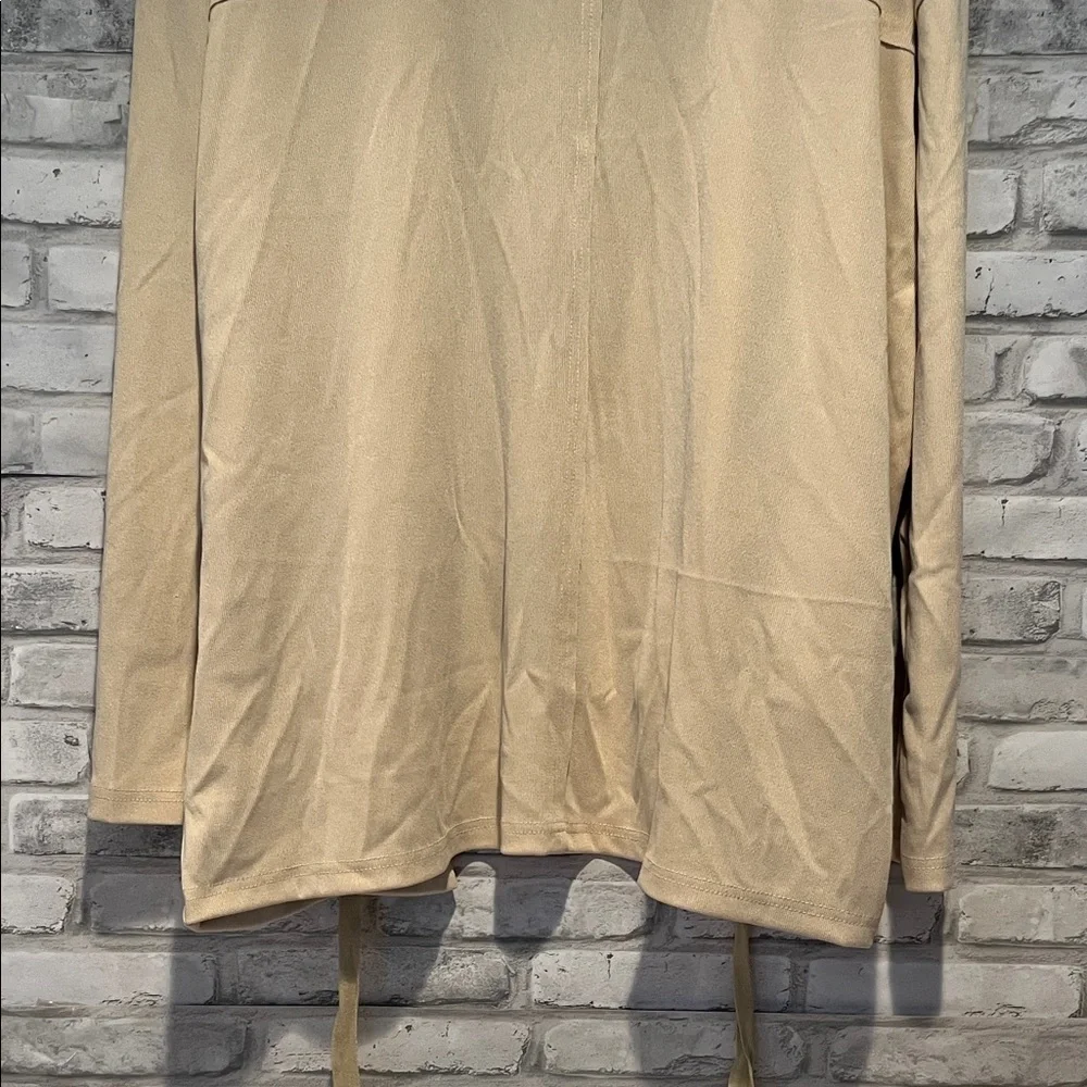 Heyson Beige Open Front Cardigan pockets adjustable runching front sweater top